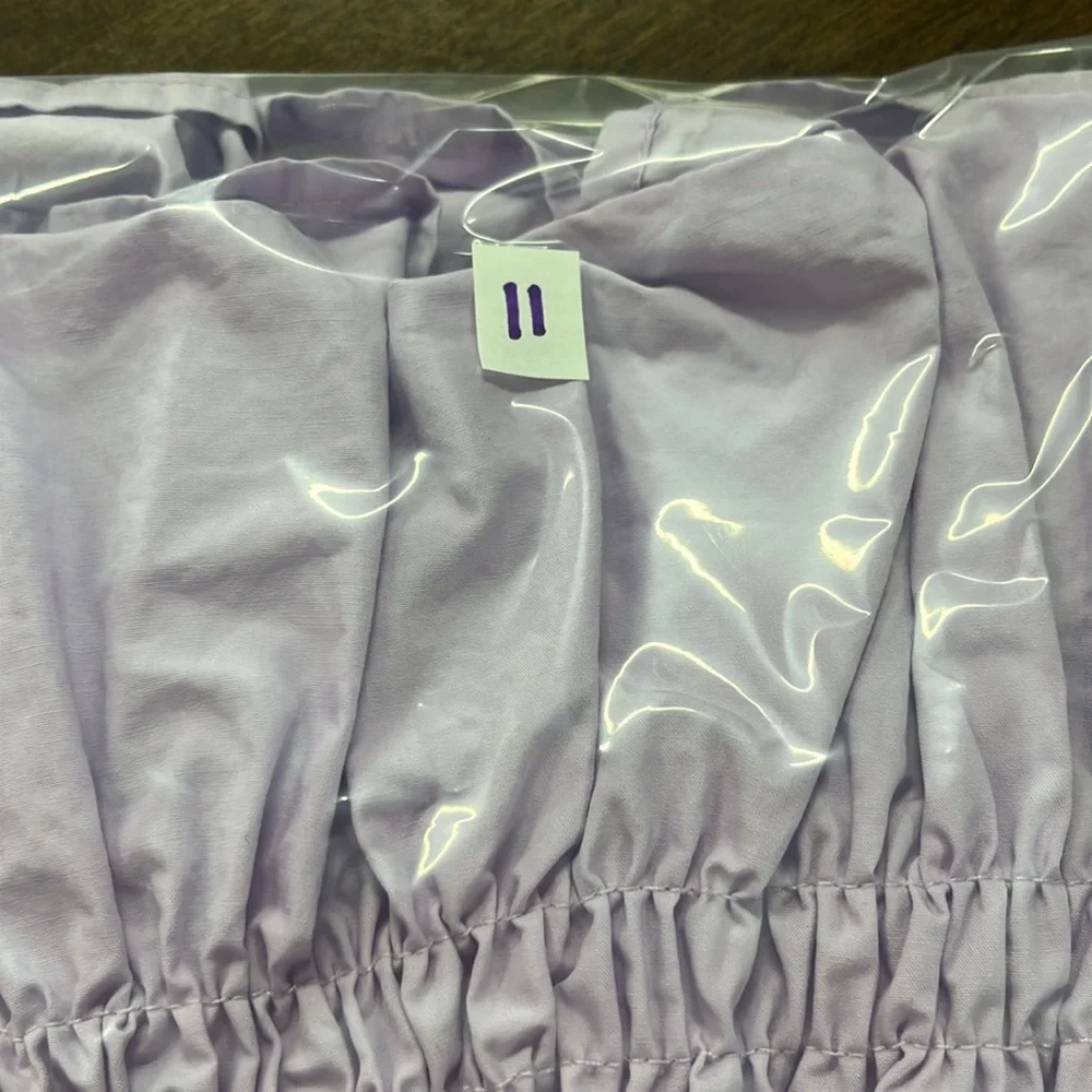 Astr Purple Princess Puff Sleeve corset‎ waist Smocked whimsical Blouse M